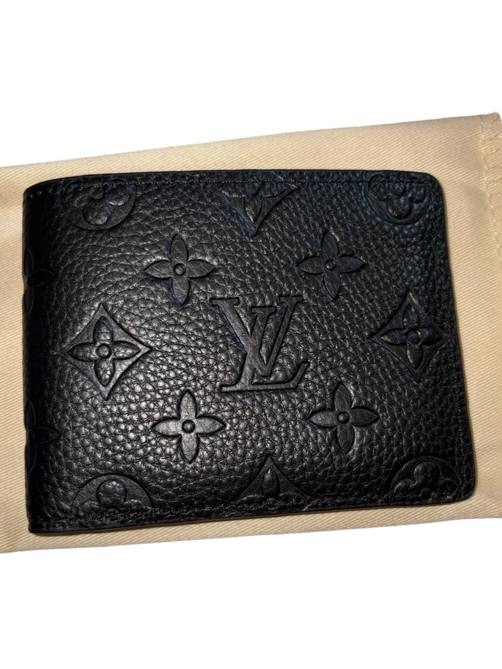 Black Monogram Embossed Leather Wallet